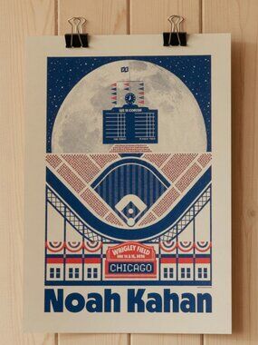 Noah Kahan 2026 Wrigley Field Home Chicago Cubs July 14-15 2026 Poster